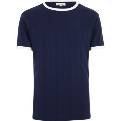 Blue slim fit ringer t-shirt
